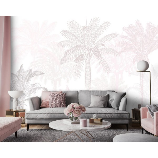 Halvány rózsaszín poszter pálmafákkal (több méretben) 14005