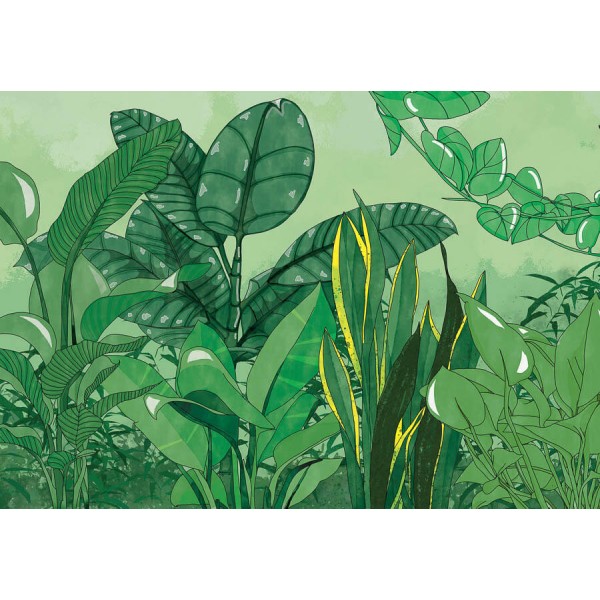 Élénk zöld trópusi levélmintás poszter (több méretben) 14119