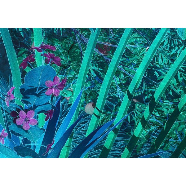 Élénk kék trópusi levélmintás poszter (200x280 cm) HK364