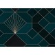 Art Deco stílusú kékeszöld posztertapéta geometrikus mintával (300x280 cm) HK116