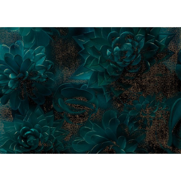 Elegáns fali poszter sötétzöld virágokkal (400x280 cm) HK528