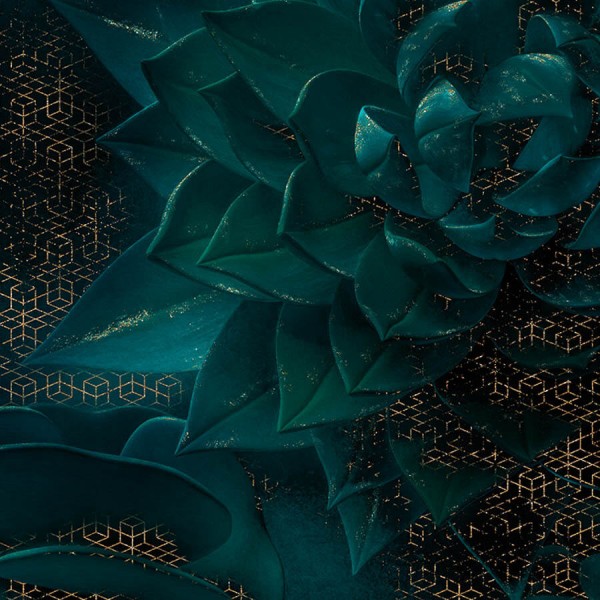 Elegáns fali poszter sötétzöld virágokkal (400x280 cm) HK528