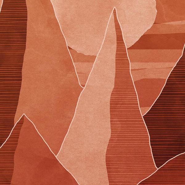 Hegyeket ábrázoló stilizált fali poszter, barna (400X280 cm) IK8072