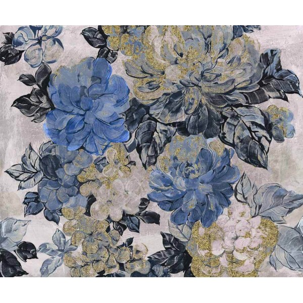 Elegáns kék arany virágos design poszter (300x250 cm)  JK03106