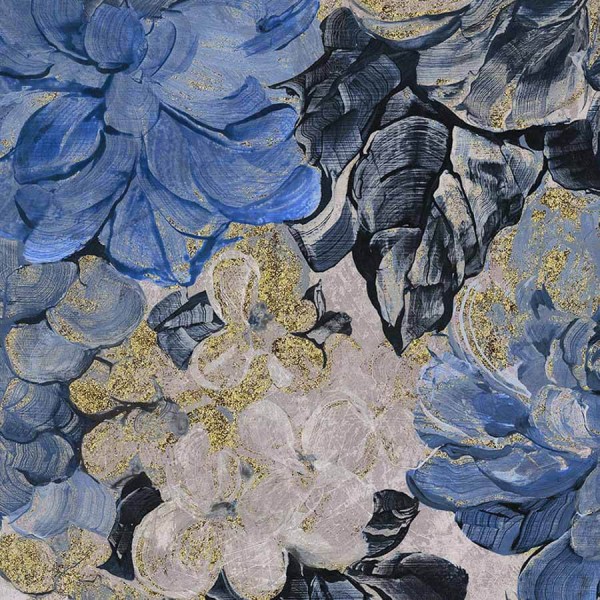 Elegáns kék arany virágos design poszter (300x250 cm)  JK03106