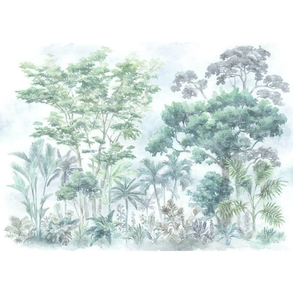 Fák, bohém növények üde zöld design poszter (350x250 cm)  JK04207