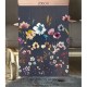 Colorful sötétkék design tapéta nagy, színes virágokkal (vlies, 200 x 280 cm) INK7285