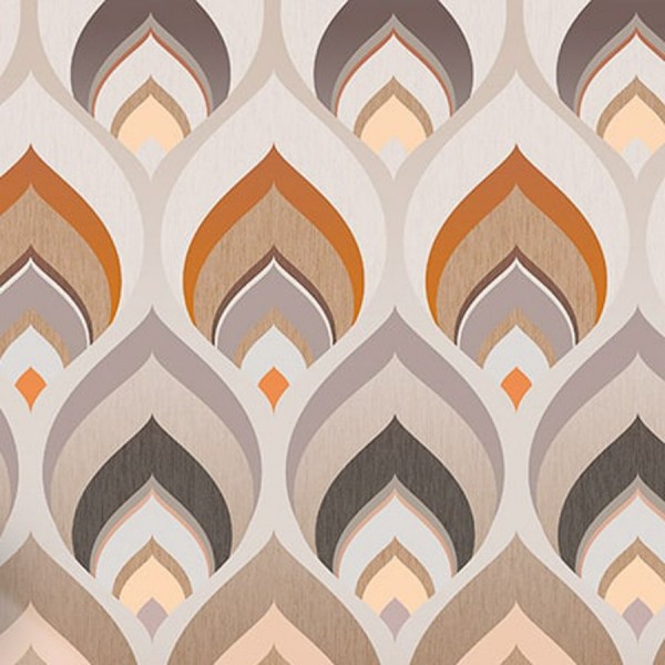 Colorful bézs-barna design tapéta retro mintával  (vlies, 200 x 280 cm)