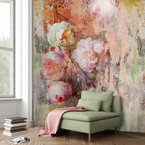 Colorful színes design tapéta nagy virágokkal (vlies, 200 x 280 cm) INK7290