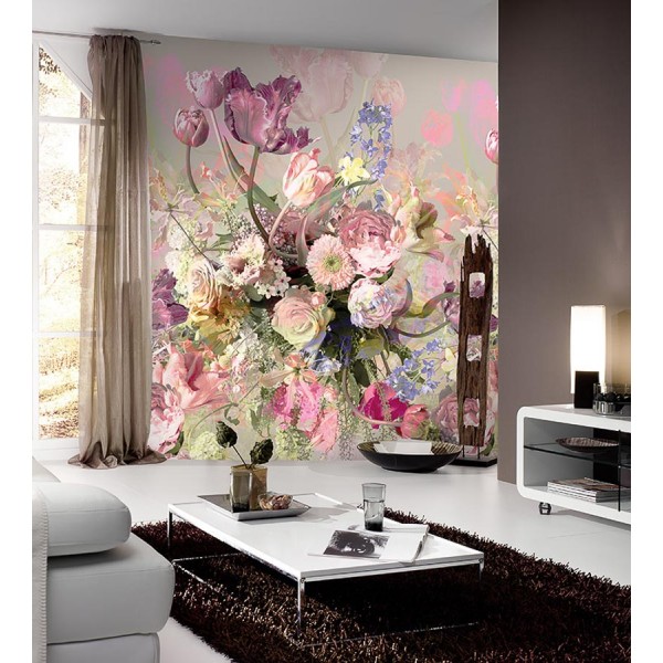Colorful design tapéta nagy virágmintával (vlies, 200 x 280 cm)