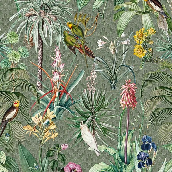 Floral posztertapéta növényekkel, madarakkal (vlies, 200x280 cm) INK7557