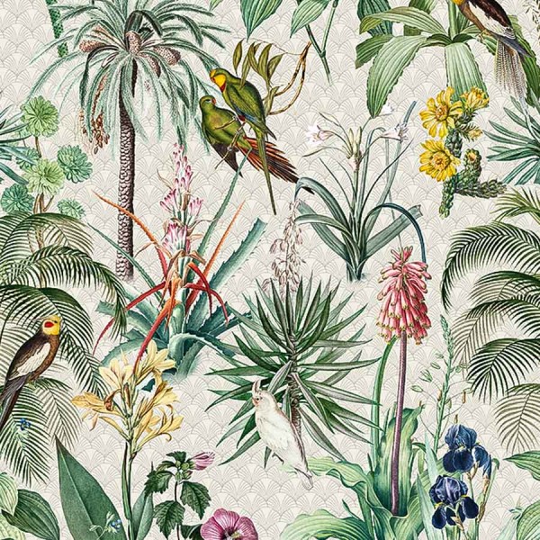 Floral posztertapéta növényekkel, madarakkal (vlies, 200x280 cm) INK7558