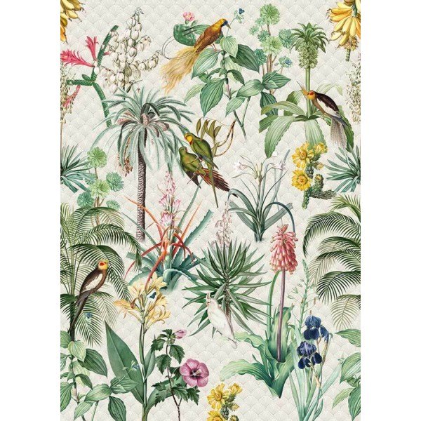 Floral posztertapéta növényekkel, madarakkal (vlies, 200x280 cm) INK7558