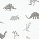 Doodleedo szürke fehér tapéta gyerekszobába dinoszaurusz mintával 220783