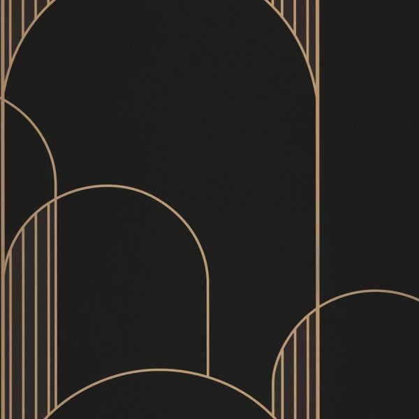 Labyrinth fekete-arany tapéta nagy boltív mintával 102119022