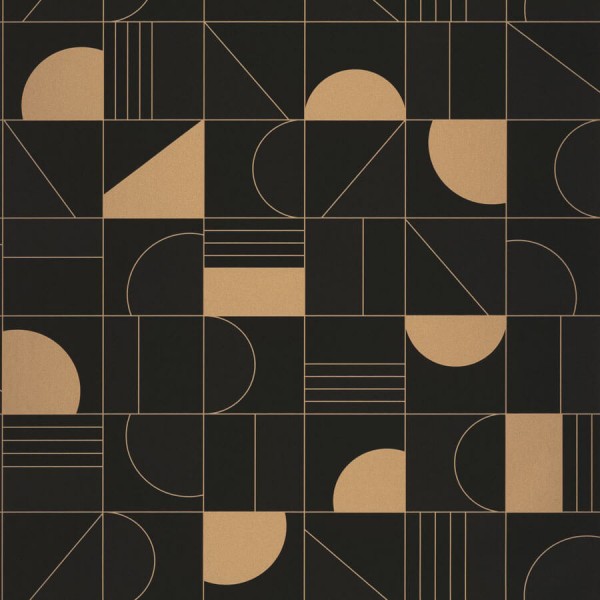 Labyrinth fekete-arany geometrikus tapéta 102109026
