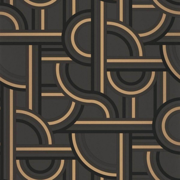 Labyrinth fekete-arany tapéta körvonal mintával 102129028