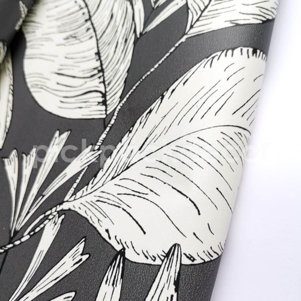 Olinda trópusi növénymintás tapéta papagájjal, fekete-fehér 103019039