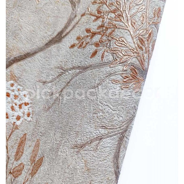 Zen barna árnyalatú virágos vinyl tapéta (106 cm széles) 72958