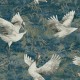 Patagonia kékeszöld festett hatású tapéta daru madarakkal 36103