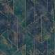 Patagonia kék, zöld és arany színű geometrikus tapéta foltos hatású mintával 36121