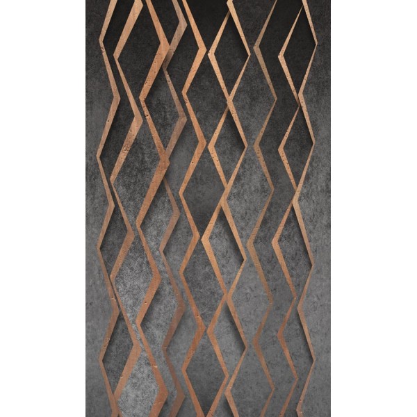 Smart Art elegáns posztertapéta szürke és réz geometrikus mintával (159 x 270 cm) 47239