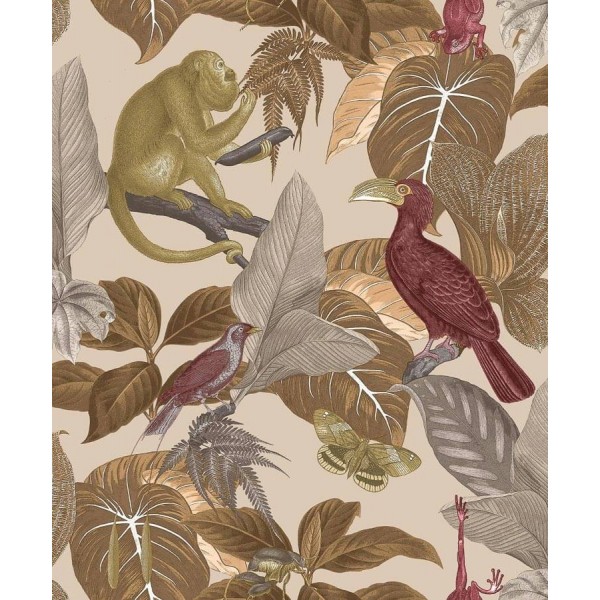 Flora barna trópusi tapéta állatokkal 18504