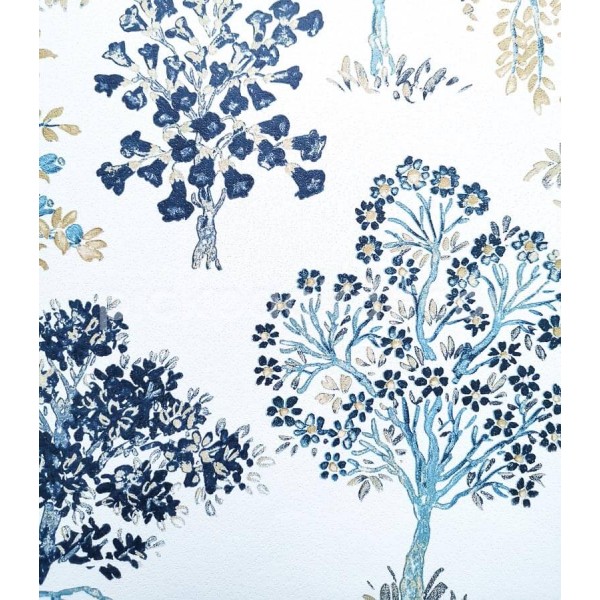 Flora kék növénymintás tapéta 18556